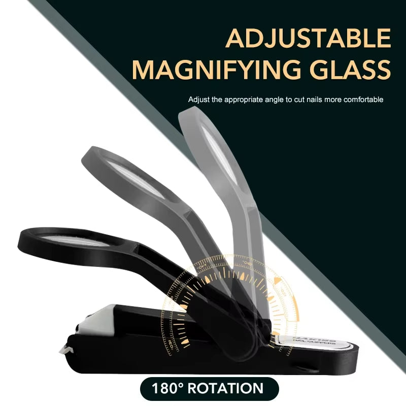 Stainless Steel Nail Clippers with Magnifying Glass - Perfect for Seniors and Kids!