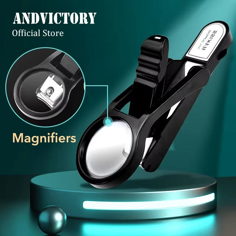 Stainless Steel Nail Clippers with Magnifying Glass - Perfect for Seniors and Kids!